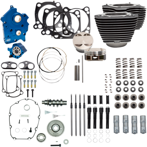 (image for) S&S CYCLE S&S 124" Power Package - Highlighted Fins, Gear Drive, Black Tubes