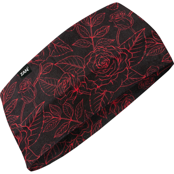(image for) Zan Headgear SportFlex Headband - Black & red roses