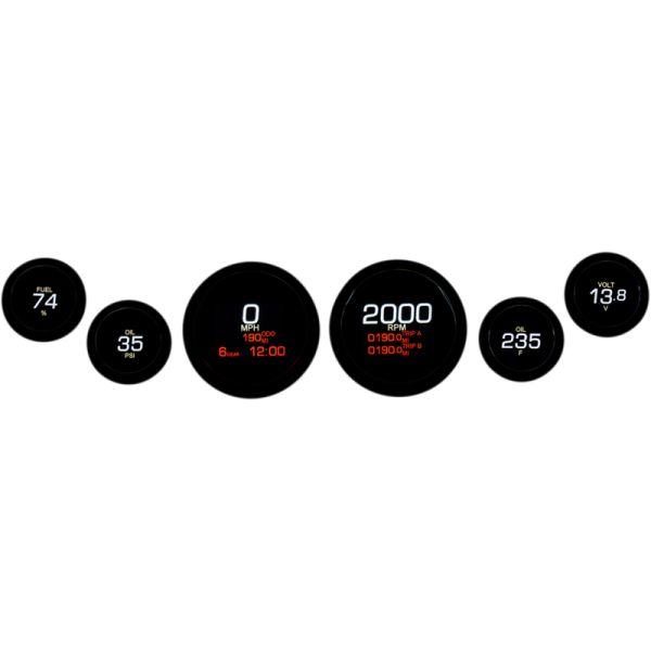 (image for) Dakota Digital Six-Gauge MLX Package Black Bezel