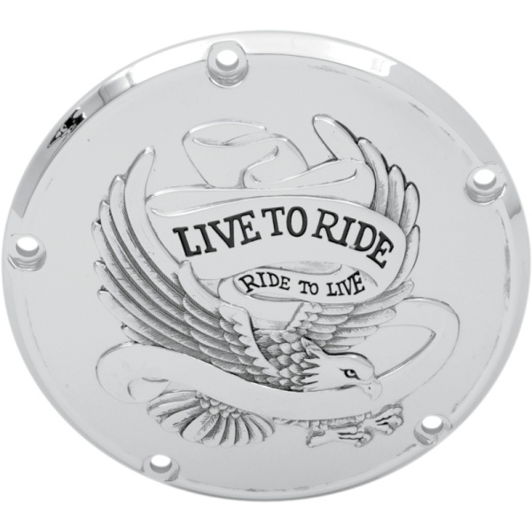 (image for) Drag Specialties "Live To Ride" Derby Cover, Chrome