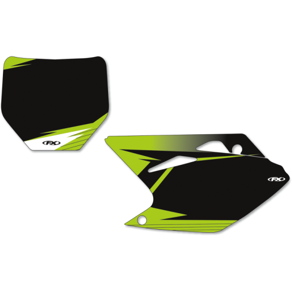 (image for) FACTORY EFFEX Pre-Cut Graphic Number Plate Kit - Kawasaki KX250F 06-08 - Black