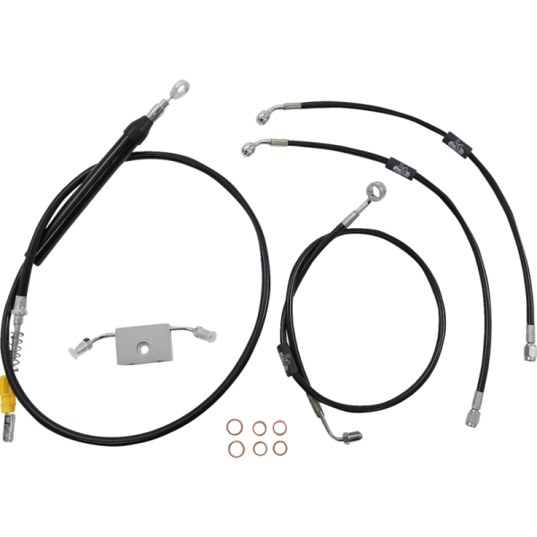 (image for) LA Choppers Black Vinyl/Stainless Braided Standard Kit for 18-24 FXLRS/FXFB/FXFBS w/ ABS (15-17in.)