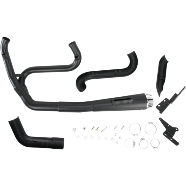 BASSANI XHAUST Bassani Road Rage 2-Into-1 System Black, Short Upswept (Not Stepped)