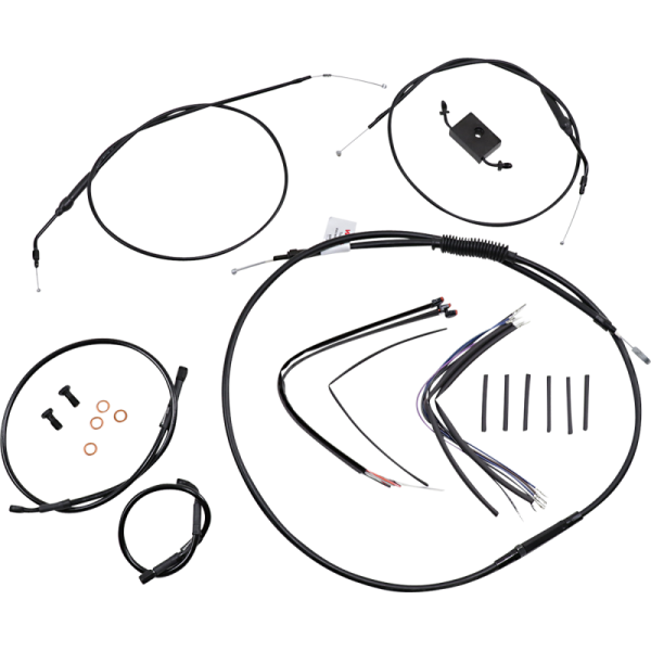 (image for) Burly Brand Black Handlebar Cable/Line Install Kit, For 16" Ape hanger bar