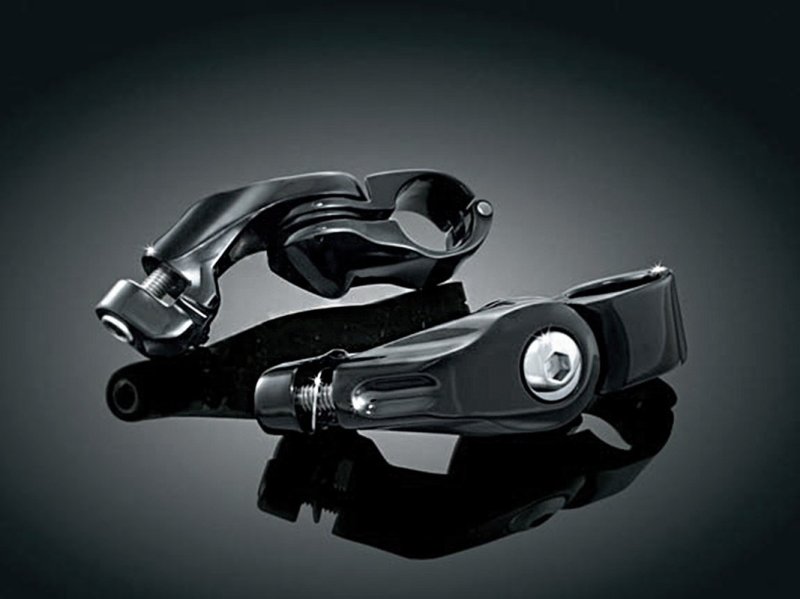 (image for) Kuryakyn Long Arm Mounts without Pegs (gloss black), 1-1/4" clamps