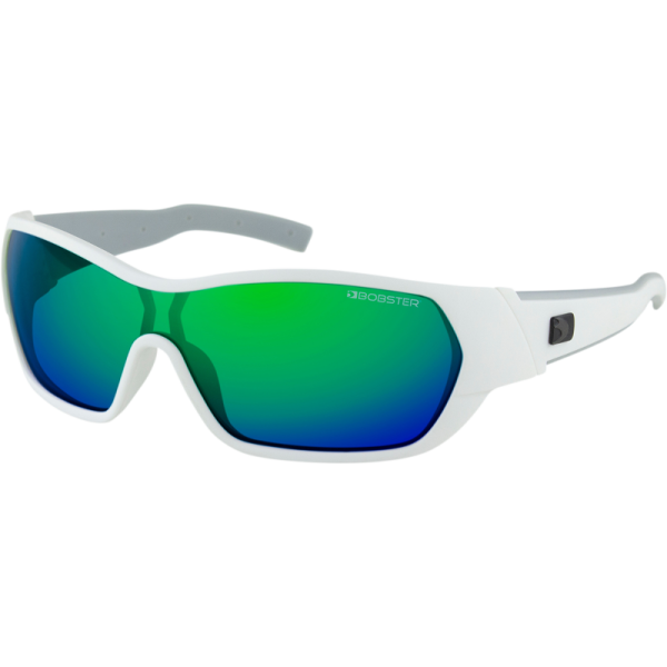 (image for) Bobster Aria Sunglasses - Matte white w/ blue/green mirror