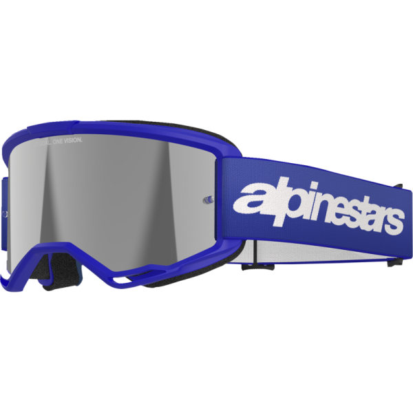 (image for) ALPINESTARS GOGGLES Alpinestars Vision 3 Goggle, Wordmark Blue/Blue with Mirror Silver Lens