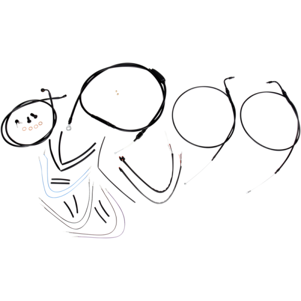 (image for) Burly Brand Black Handlebar Cable/Line Install Kit, For 16" Ape hanger bar