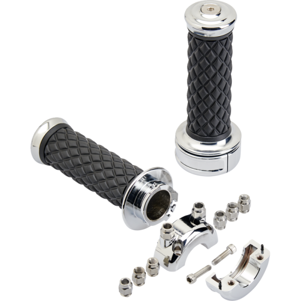 (image for) BILTWELL Alumicore Grip Set Custom Dual-Cable Chrome