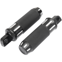 (image for) Custom Billet Male Mount Footpegs, Black w/ Clear Cuts