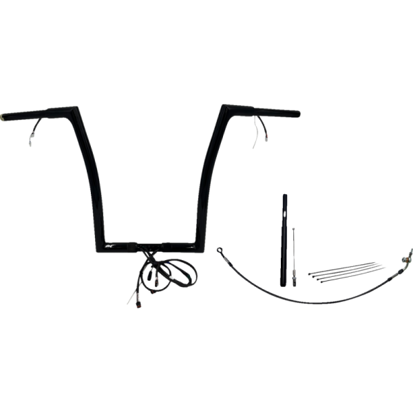 (image for) Pre-Wired EZ Install 1 1/4" Flat Top Handlebar Gloss Black 16" Rise