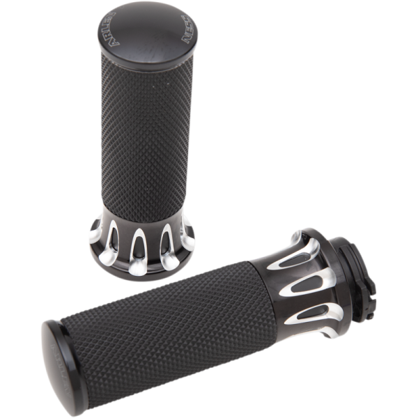 (image for) Arlen Ness Fusion Deep Cut Grips - Black Anodized - 99-17 Twin Cam