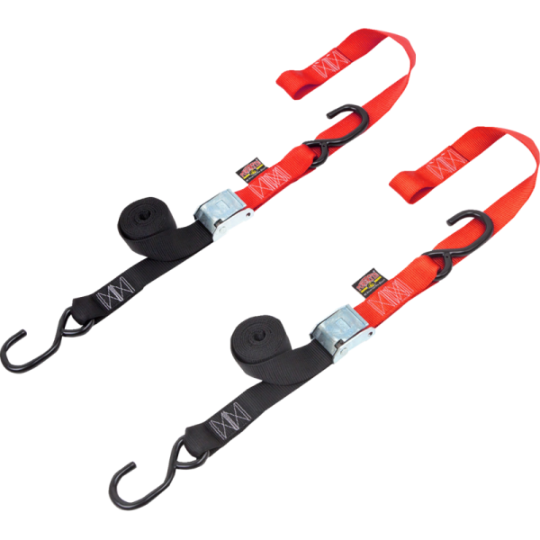 (image for) Powertye Mfg. Cam-Buckle Tie-Downs, Red/black
