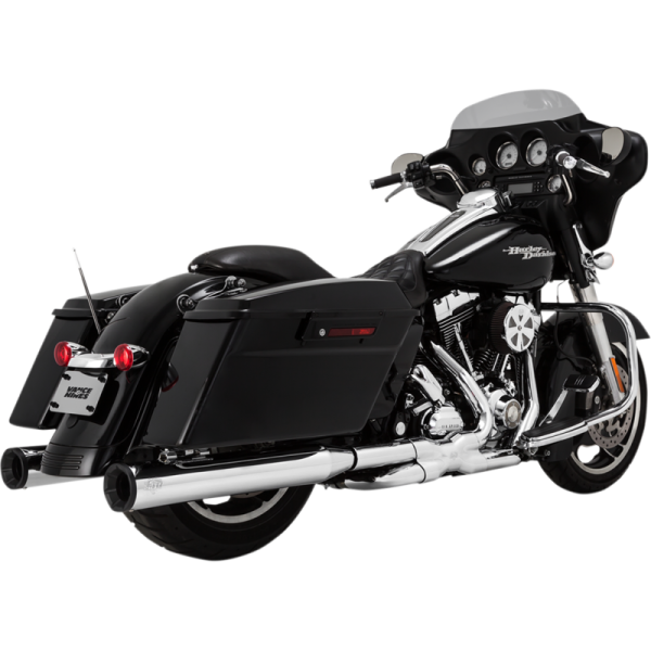 (image for) Vance & Hines 4” Eliminator 400 Slip-On Mufflers - Chrome w/ Black End Caps