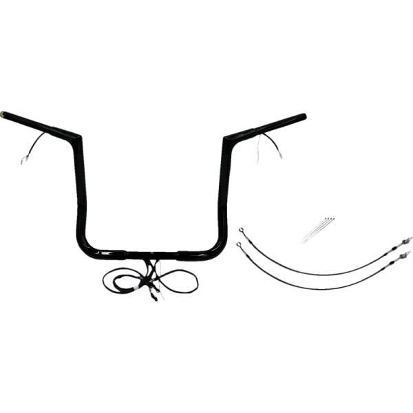 (image for) Pre-Wired EZ Install 1 1/4" Flat Top Handlebar Gloss Black 14" Rise