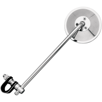 (image for) Round Chrome Clamp-On Mirror, 10" Stem
