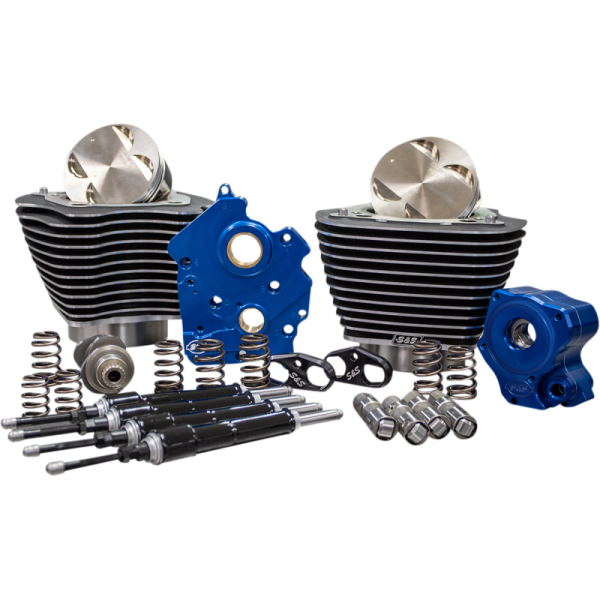 (image for) S&S CYCLE S&S 124" Power Package - Highlighted Fins, Chain Drive, Black Tubes