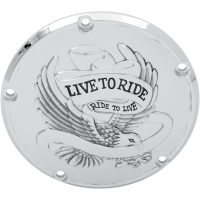 (image for) "Live To Ride" Derby Cover, Chrome