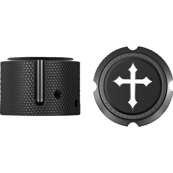 (image for) FIGURATI DESIGNS Axle Nut Cover Black w/ Cross