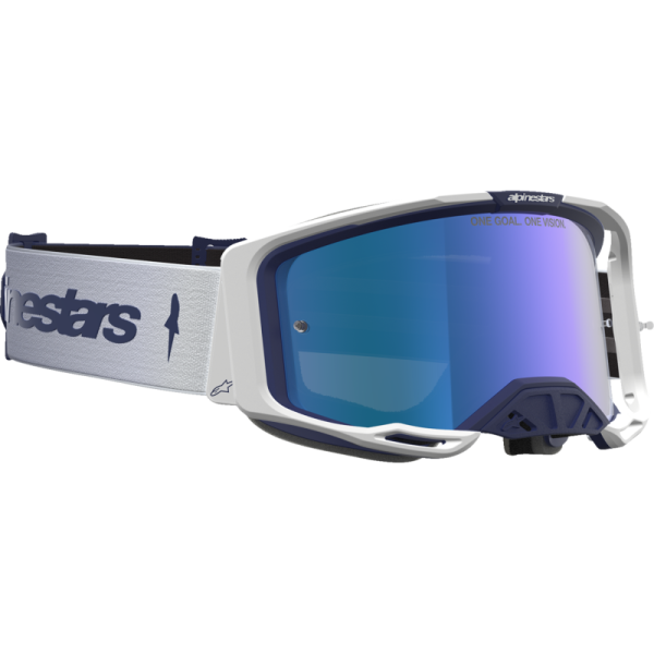 (image for) ALPINESTARS GOGGLES Alpinestars Vision 8 Goggles - Amber Navy/White (Mirror Blue Lens)