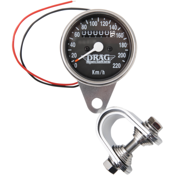 (image for) Drag Specialties Mini Mechanical Speedometer Chrome 2:1 Black