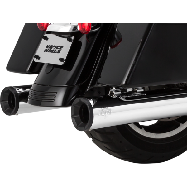 (image for) Vance & Hines 4” Eliminator 400 Slip-On Mufflers - Chrome w/ Black End Caps