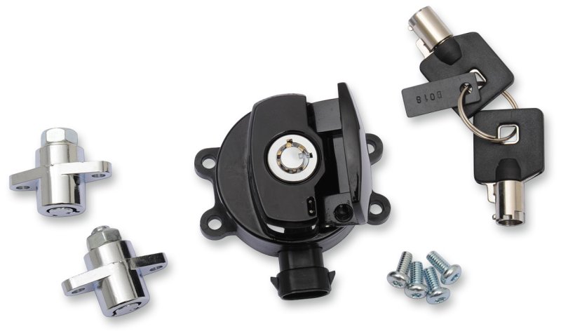 (image for) Drag Specialties Side Hinge Ignition Switch/Saddlebag Lock Kit Gloss Black