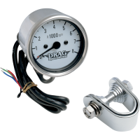 (image for) Chrome Housing Mini Tachometer White Face