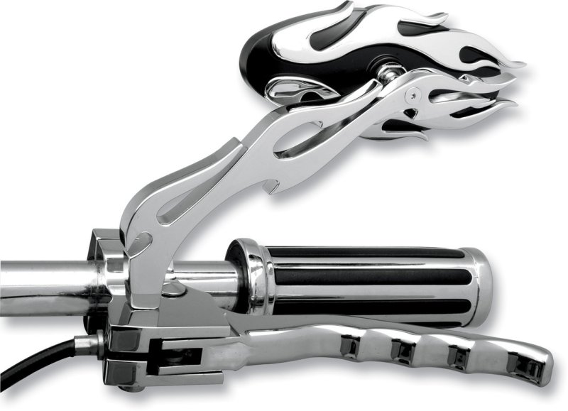 (image for) Drag Specialties Flame Oval Mirror, Chrome/Black