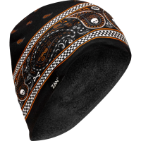 (image for) SportFlex High Pile Fleece Helmet Liner - Black and orange classic bandana