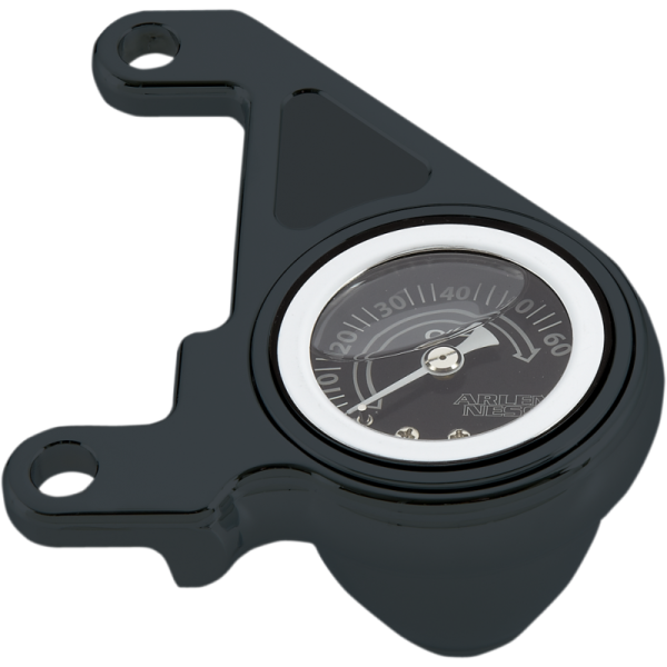 (image for) Arlen Ness Radius Oil Pressure Gauge Kit - Black Anodized