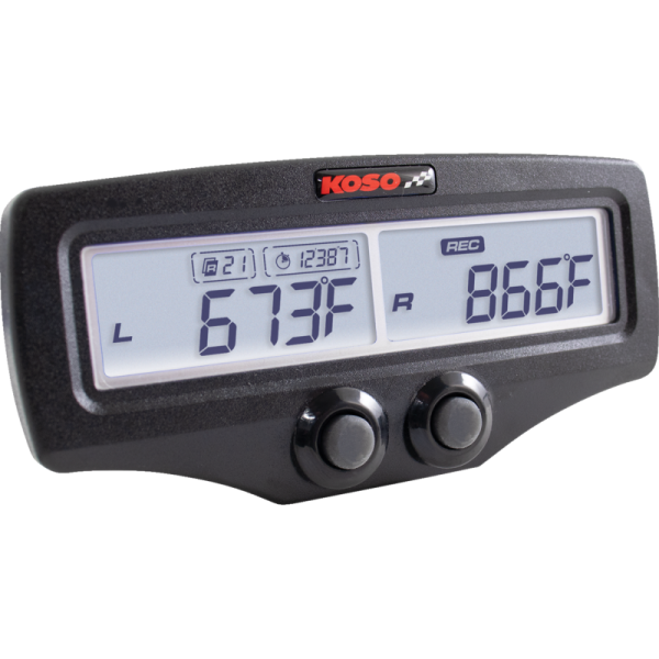 (image for) Koso North America EGT-02R EVO Dual EGT Data Logger with RPM/Water Temp, Standard Sensor