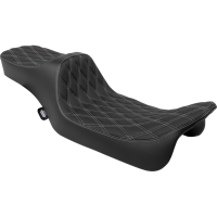 (image for) Drag Specialties Extended Reach Predator III 2-Up Seat, Double Diamond Silver Thread
