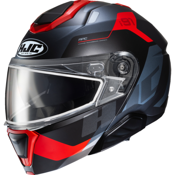 (image for) HJC i91 Helmet, Carst, Semi-Flat Gray/Red, M