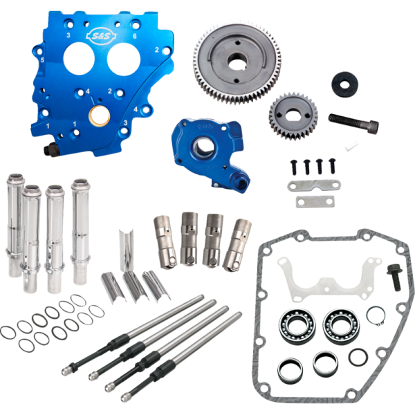 (image for) S&S CYCLE S&S Gear Drive Cam Chest Kit Without Cams, w/ Chrome Pushrod Tubes