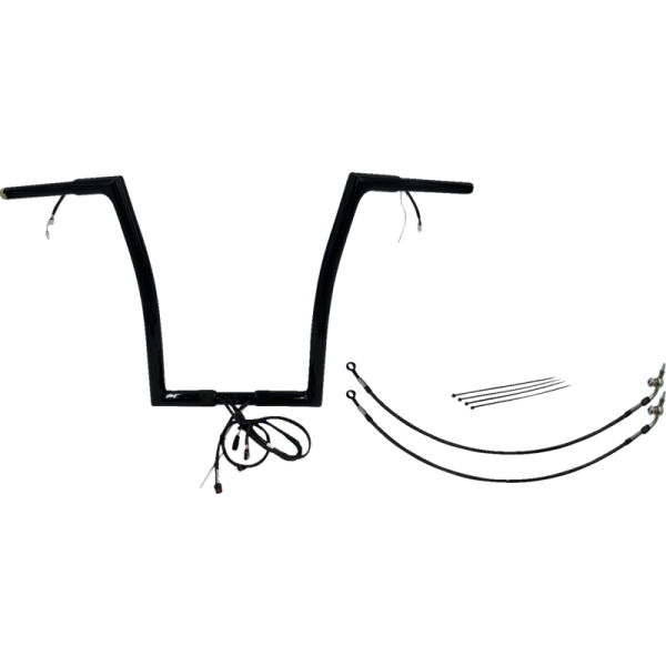 (image for) Pre-Wired EZ Install 1 1/4" Flat Top Handlebar Gloss Black 16" Rise