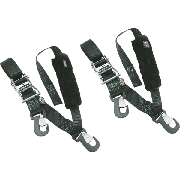 (image for) Powertye Mfg. Ratchet w/ two snap-hook ends and sewn-in sheepskin Soft-Tye, black