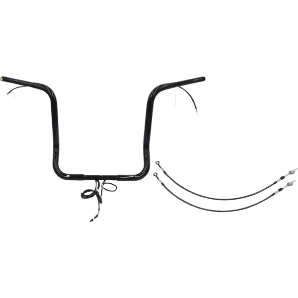 (image for) Pre-Wired EZ Install 1 1/4" Round Top Handlebar Gloss Black 16" Rise