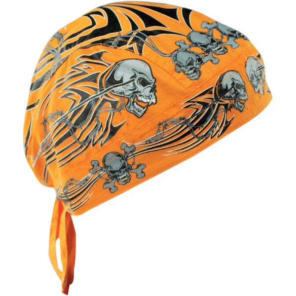 (image for) Zan Headgear Flydanna Headwrap - Orange tribal skull