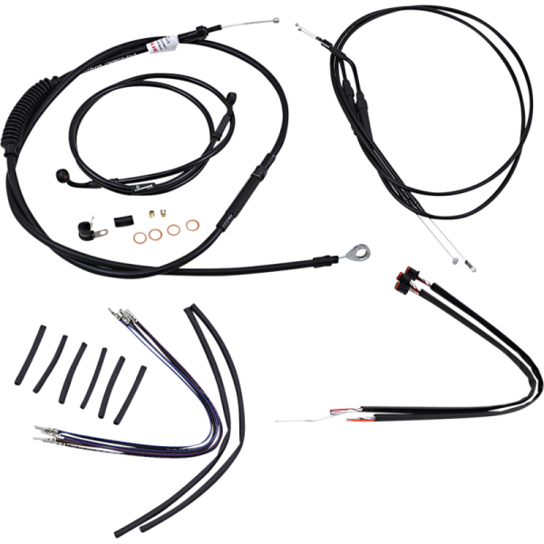 (image for) Burly Brand Black Handlebar Cable/Line Install Kit, For 14" Ape hanger bar