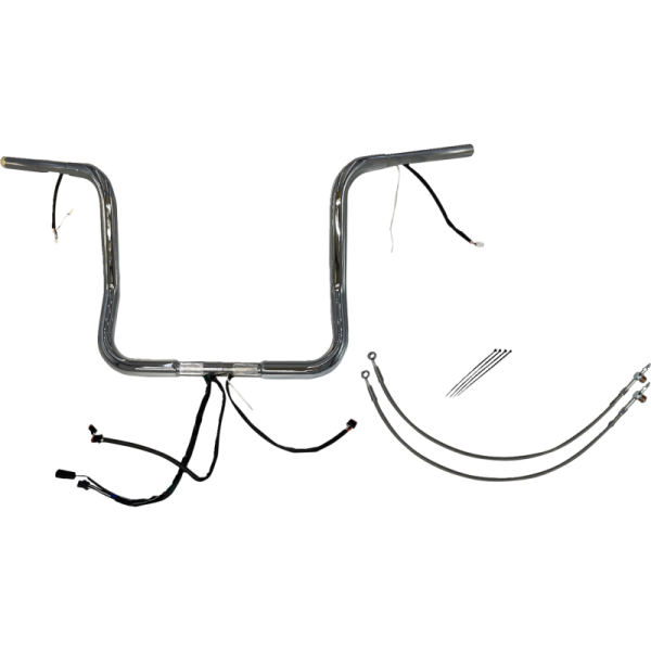 (image for) Pre-Wired EZ Install 1 1/4" Round Top Handlebar Chrome 14" Rise