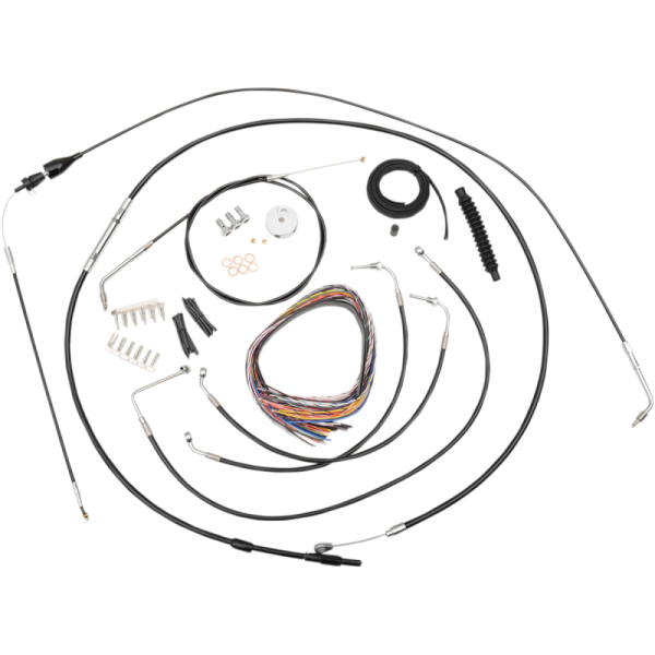 (image for) LA Choppers Black Vinyl/Stainless Braided Complete Kit for 99-06 FLHTC/CU, FLHX (12-14in.)