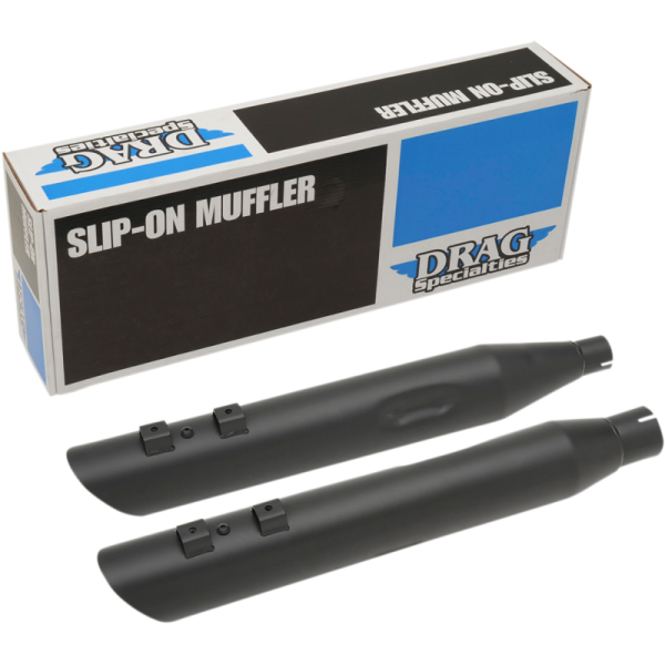 (image for) Drag Specialties Slashdown Slip-On Mufflers, Matte Black, 3 1/2"