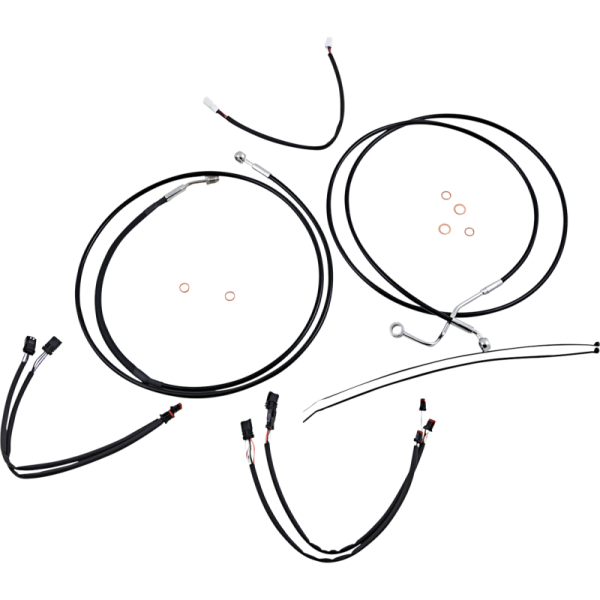 (image for) MAGNUM XR Black w/ Chrome Fittings DOT Handlebar Installation Kit, 15"-17" Apes