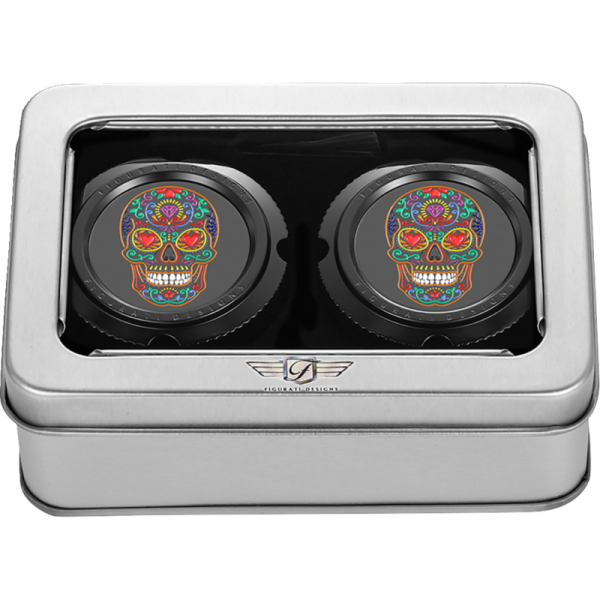 (image for) FIGURATI DESIGNS Axle Nut Cover Black w/ Sugar Skull