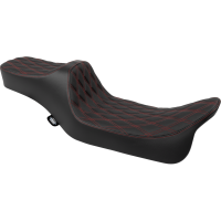 (image for) Drag Specialties Extended Reach Predator III 2-Up Seat, Double Diamond Red Thread
