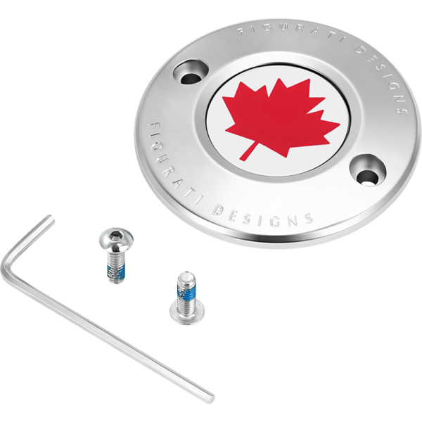 (image for) FIGURATI DESIGNS Timing Cover Mirror polished w/ red maple leaf
