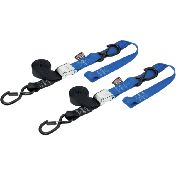 (image for) Powertye Mfg. Cam-Buckle Tie-Downs, Black/blue
