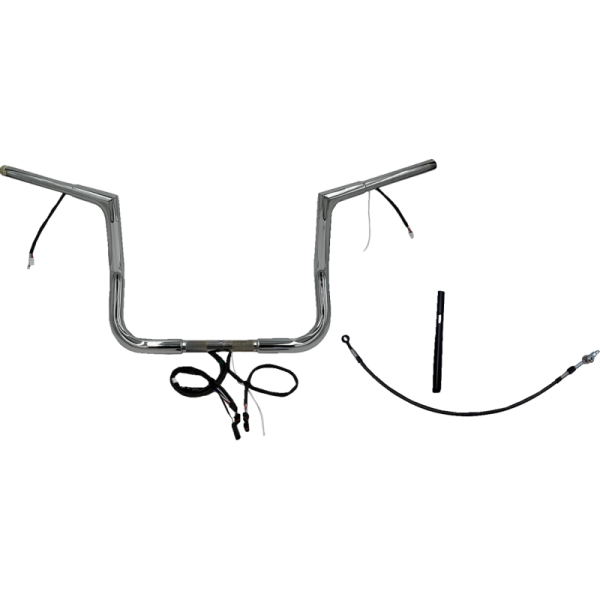 (image for) Pre-Wired EZ Install 1 1/4" Flat Top Handlebar Chrome 12" Rise