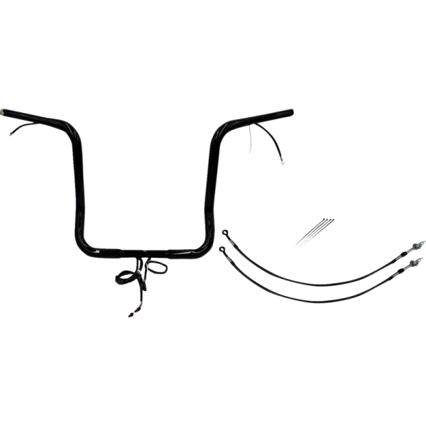 (image for) Pre-Wired EZ Install 1 1/4" Round Top Handlebar Gloss Black 16" Rise